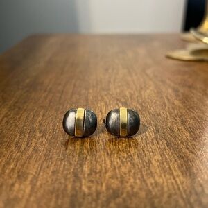 Vintage pewter and gold colored stud earrings
